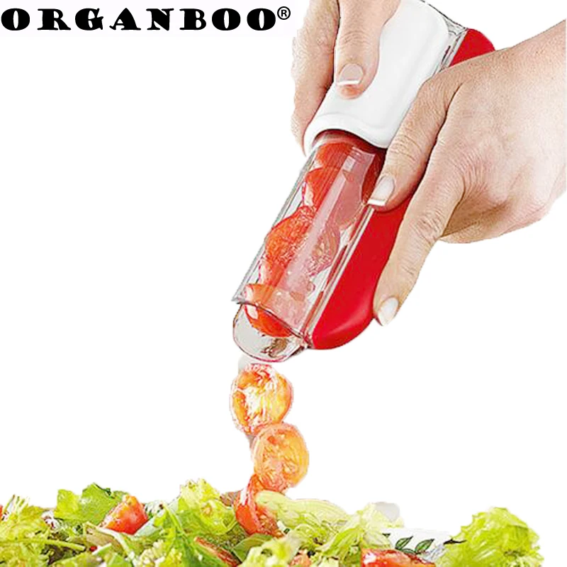 

ORGANBOO 1PC Kitchen Tools Gadgets Fruit Vegetable Slicer Cutter Tomato Grape Cherry Slicer Corer Cutters Random Color