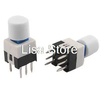 

20pcs 7 x 7mm White Cap Latching Push Button Tact Tactile Switch Lock 6 Pin PCB 7 x 7 x 16mm