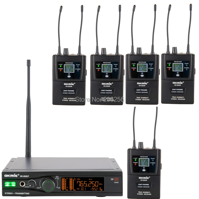 OKMIC 003UT 1 Transmitter 5pcs 6202R Receivers Wireless In Ear Monitor System Stereo True