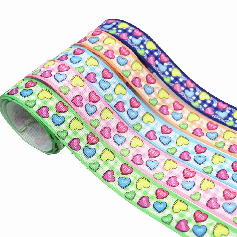 

5 Yards Grosgrain Ribbon Love Heart-Shaped Printed Ribbon 1" 25MM For Hair Bows DIY Crafts Handmade Accessories M19061001