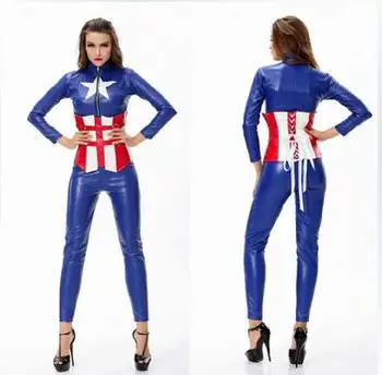 

Disfraz Mujer Sexy Blue Captain America Costume Halloween Sexy Adult Costumes Avengers Cosplay Sexy Sailor Moon Costume CE300
