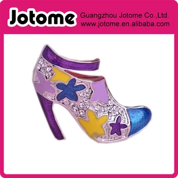 

High-heel Purple Enamel Brooch with Clear Crystal