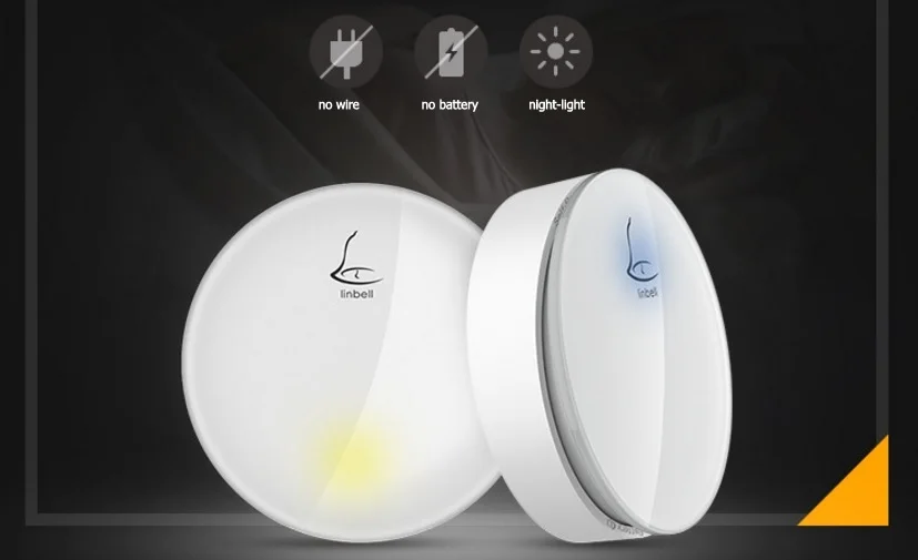 

Smart home wireless doorbell with night-light self-powered no battery waterproof automatic generation wireless EU US UK Plug G3