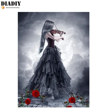

DIADIY 5D DIY Diamond Painting Portrait Diamond Embroidery Violin girl Full Square Drill Mosaic Cross Stitch Decoration Home Art