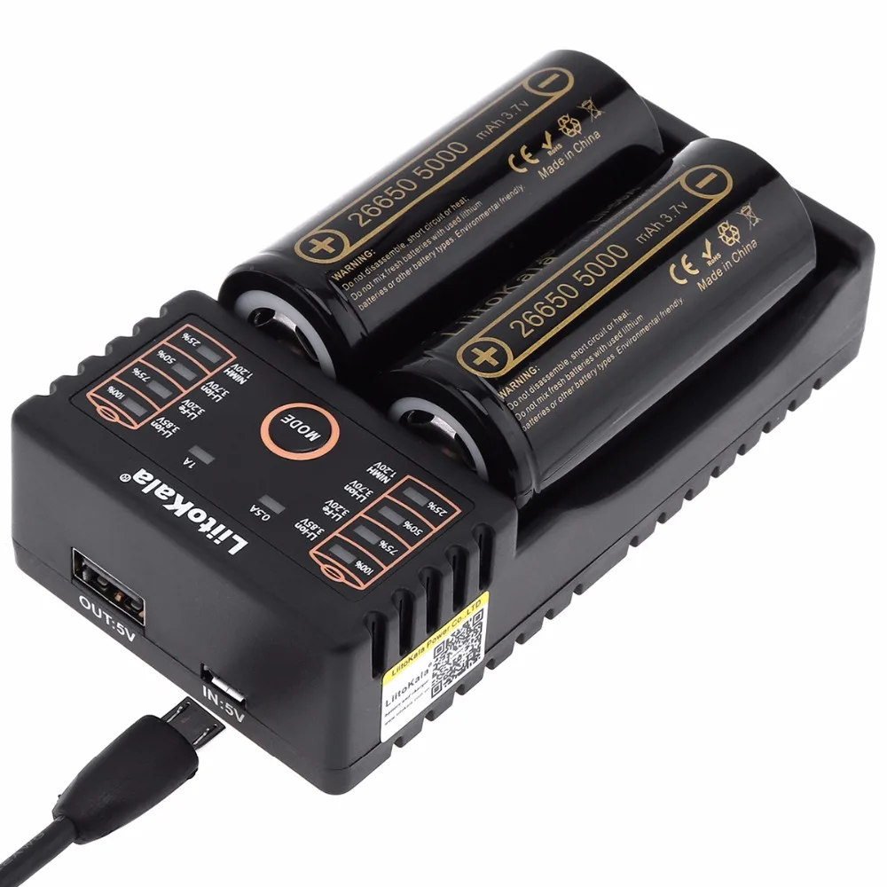 Najtaniej LiitoKala Lii 202 ładowarka + 2 szt. HK LiitoKala Lii 50A 26650 5000mah akumulator do latarki, rozładowanie 40 50A
