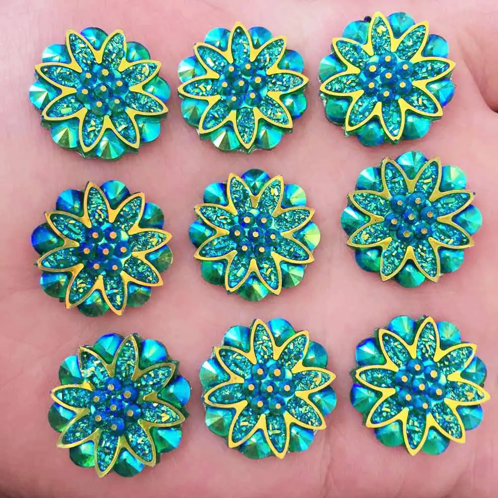 18mm AB Resin Flower Rhinestone Flatback Wedding Phone Case Decoration DIY