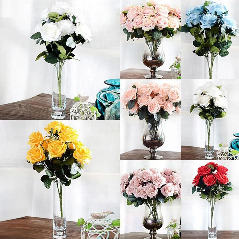 Моделирование DIY 10 головок французская Роза из искусственного шелка цветочный Декор для дома