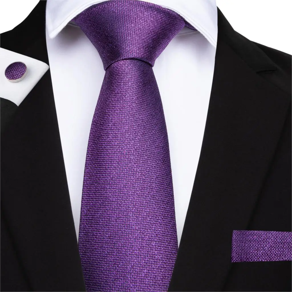 Мужские галстуки фиолетового цвета, запонки, набор свадебных галстуков для мужчин, деловой официальный набор галстуков для мужчин, Прямая поставка, DiBanGu - Цвет: MJ-7137
