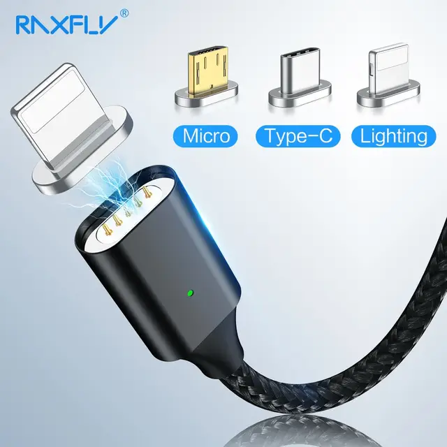 RAXFLY Magnet Charger For iPhone 8 7 Plus X XS Max Magnetic Charging Lightning Cable Micro USB Magnetic Cable Type C For Xiaomi