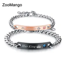 ZooMango романтическая Корона цепочки и браслеты для влюбленных король и королева черный/розовый золотой цвет, стразы циркония Женщин Мужчин OGS886