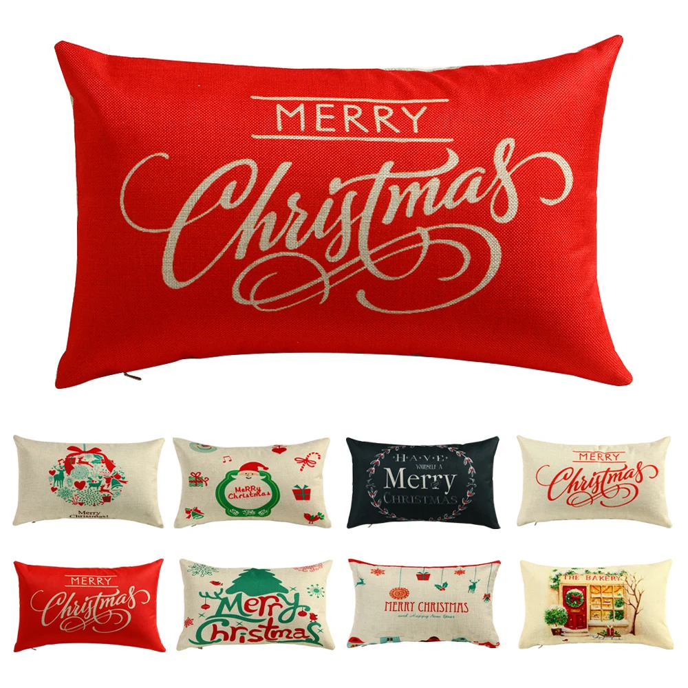 

1PC 30* 50CM Merry Christmas Pillow Cases Rectangle Cotton Linter Cushion Cases Pillow Covers Fashion Letter Printed Pillowcases