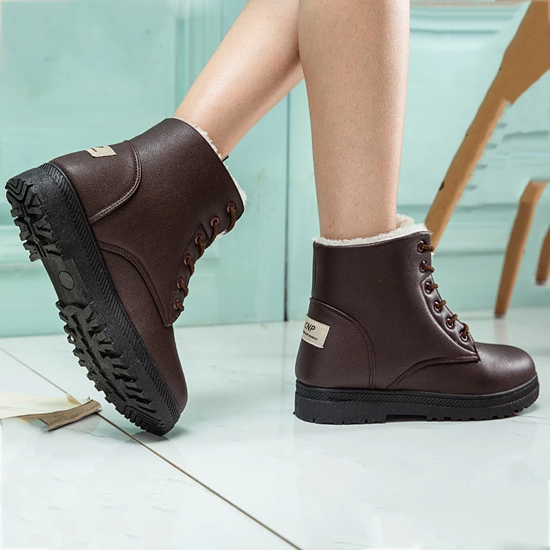 

2018 Winter Women Boots Non-slip Waterproof Ankle Snow Boots Women Platform Winter Shoes With Thick Fur Botas Mujer