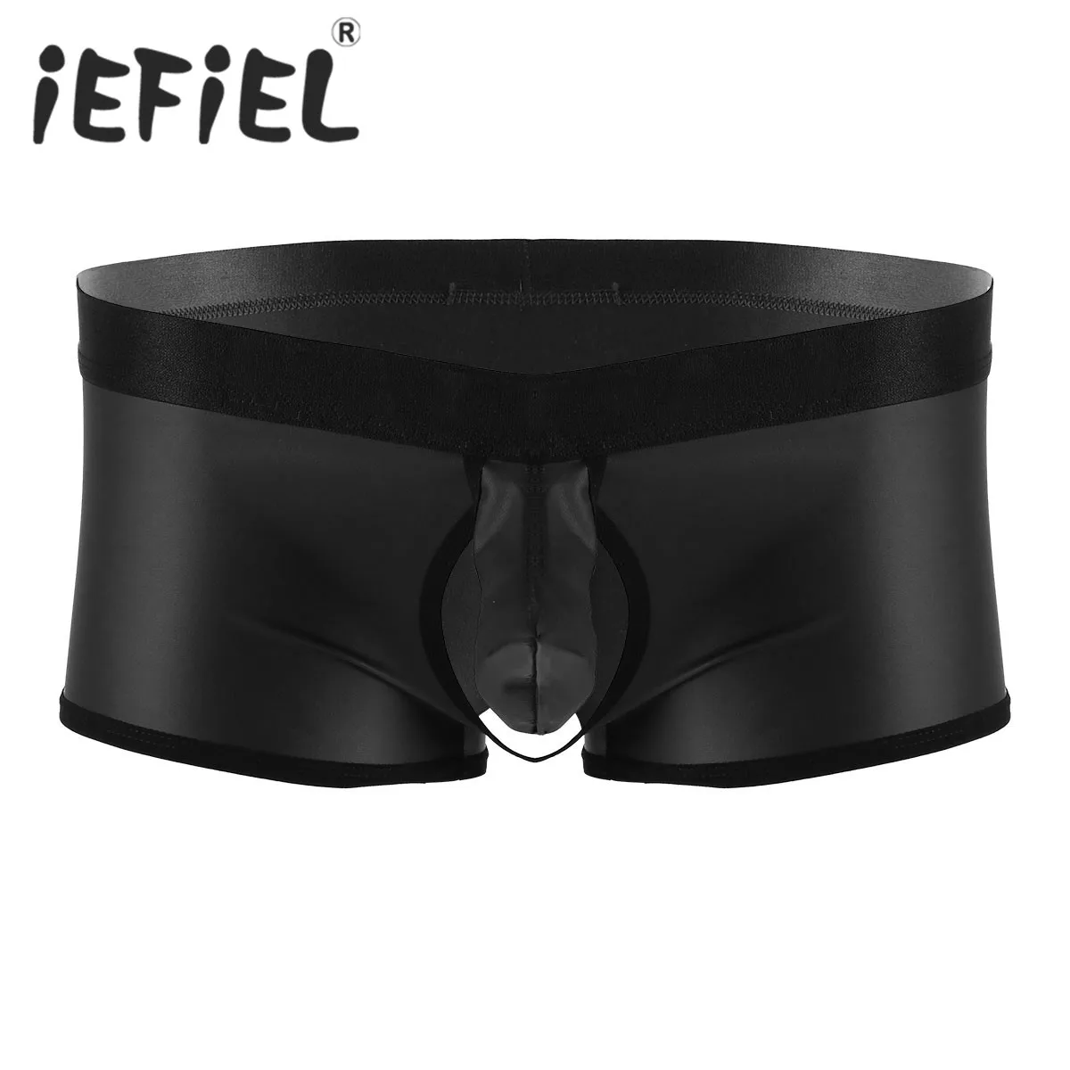 

New Arrival Sexy Male Mens Lingerie Soft Open Bulge Pouch Low Rise Boxer Underwear Underpants Things with Closed Penis Sheath