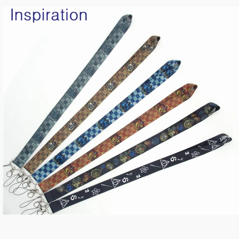 

Harri Potter College Flag Lanyard Necklace Banners Gryffindor Slytherin Hufflerpuff Ravenclaw Sign Handing Rope For magic Kids