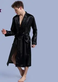 

2018 men's solid color thin modified cardigan loose Sleep Tops large size long-sleeved spring and autumn