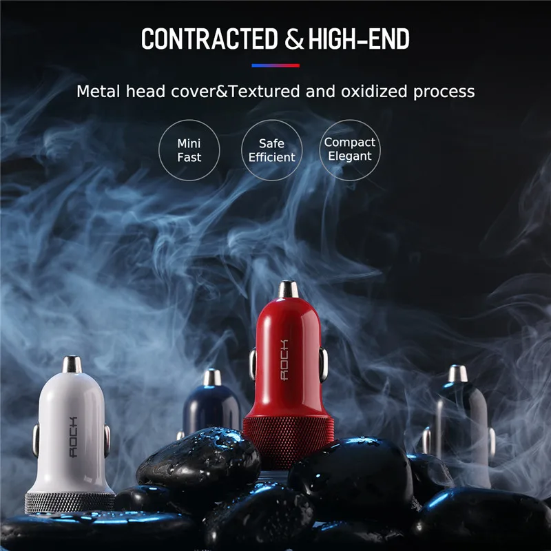المزدوجة usb شاحن سيارة 5v2. 4a شحن سريع ، صخرة الهاتف شاحن آيفون × 8 7 6 ثانية 6 ثانية زائد ل xiaomi الهاتف usb شاحن سيارة