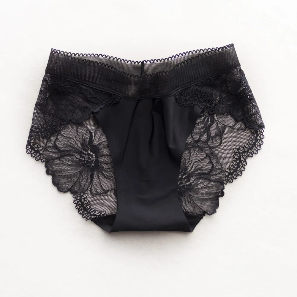 

Ice Silk Lace Sexy Women Underwear Exquisite Floral Lady Panties Thin Seamless Transparent Temptation Briefs Calcinha Lingerie