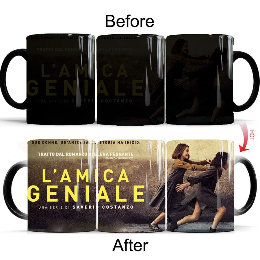 TV show L'amica geniale coffee mugs creative ceramic color changing mug milk tea cup gift mug for yourself or your girl friend TV show L'amica geniale coffee mugs creative ceramic color changing mug milk tea cup gift mug for yourself or your girl friend