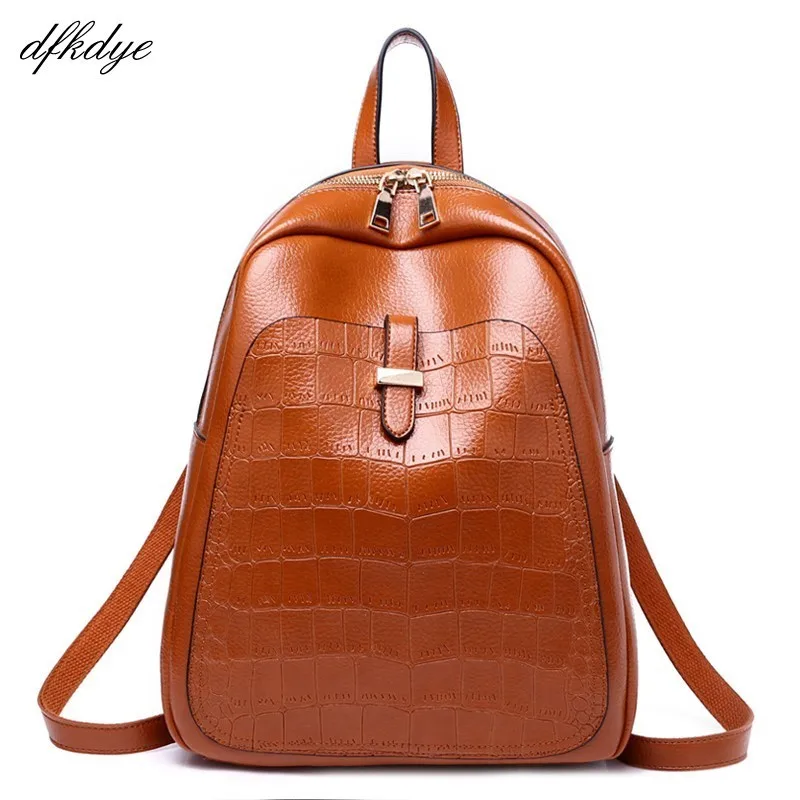 

Women Shoulder Bag Crocodile Prints Large Travel Backpack Backpack Leather Backpacks For Girls Teenagers School Bag Ladies