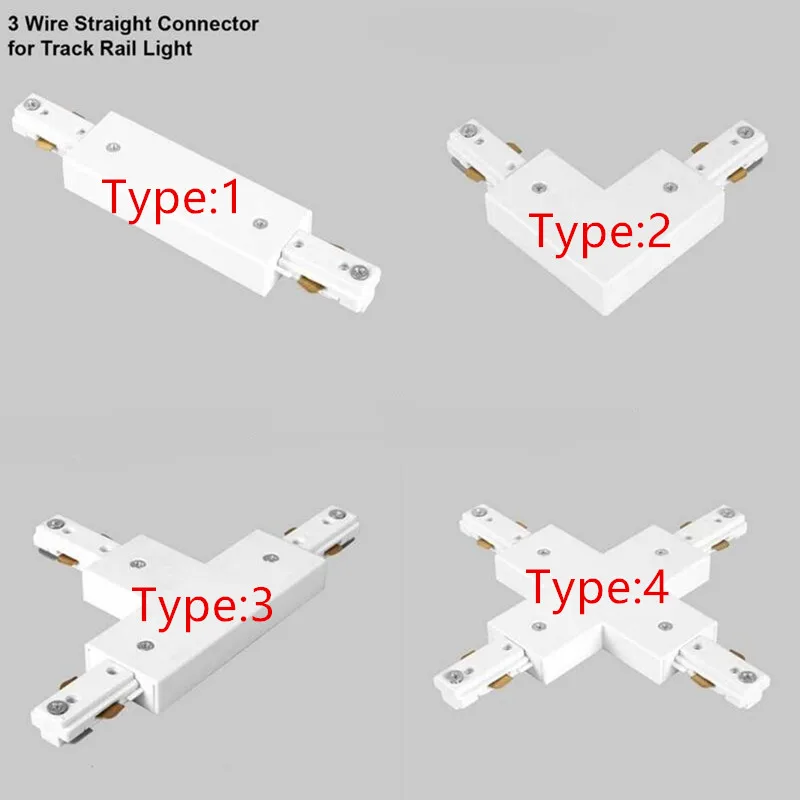 3 Wire Four way Track Light Rail Connector Track Fitting LED Track Rail