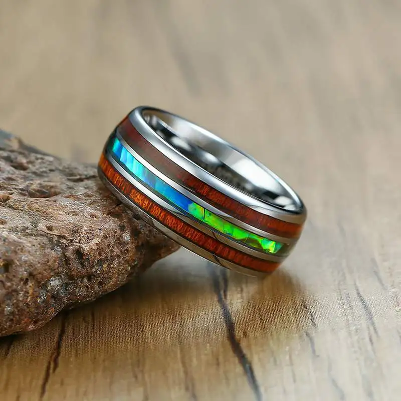 Полированное мужское кольцо из карбида вольфрама и дерева, обручальное кольцо Anillos para hombres