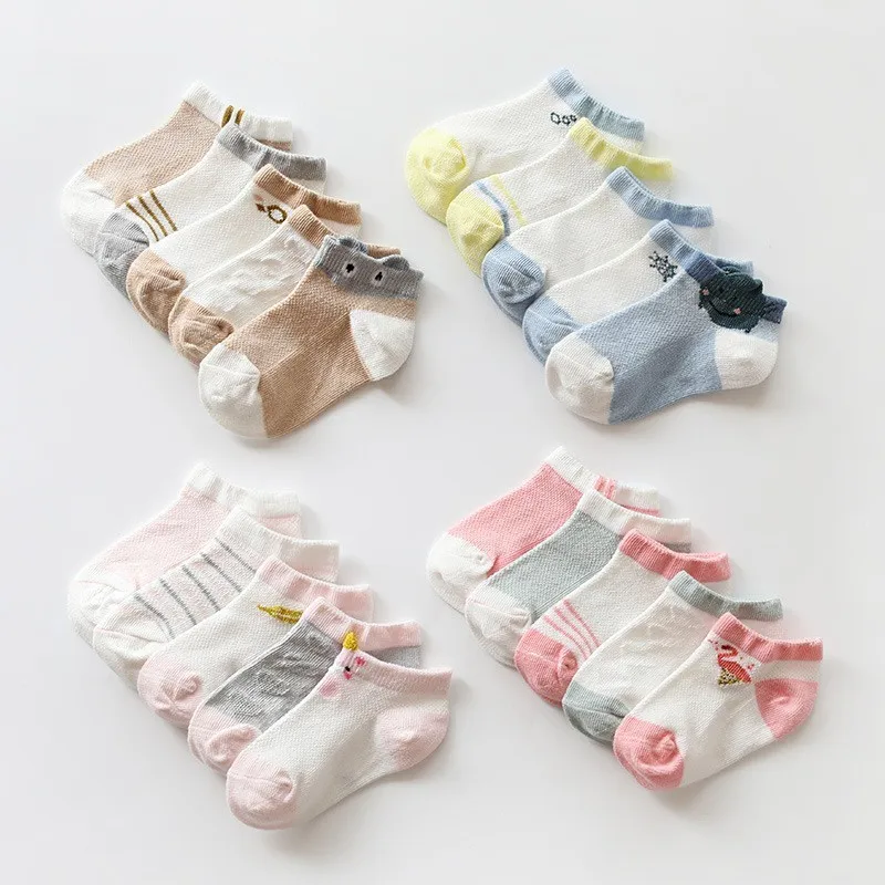 

5 Pairs Mesh short Socks Baby Neonatal Summer Cotton Stripes Kids Girls Boys Children Socks for 0-8 Year sokken sock skarpety