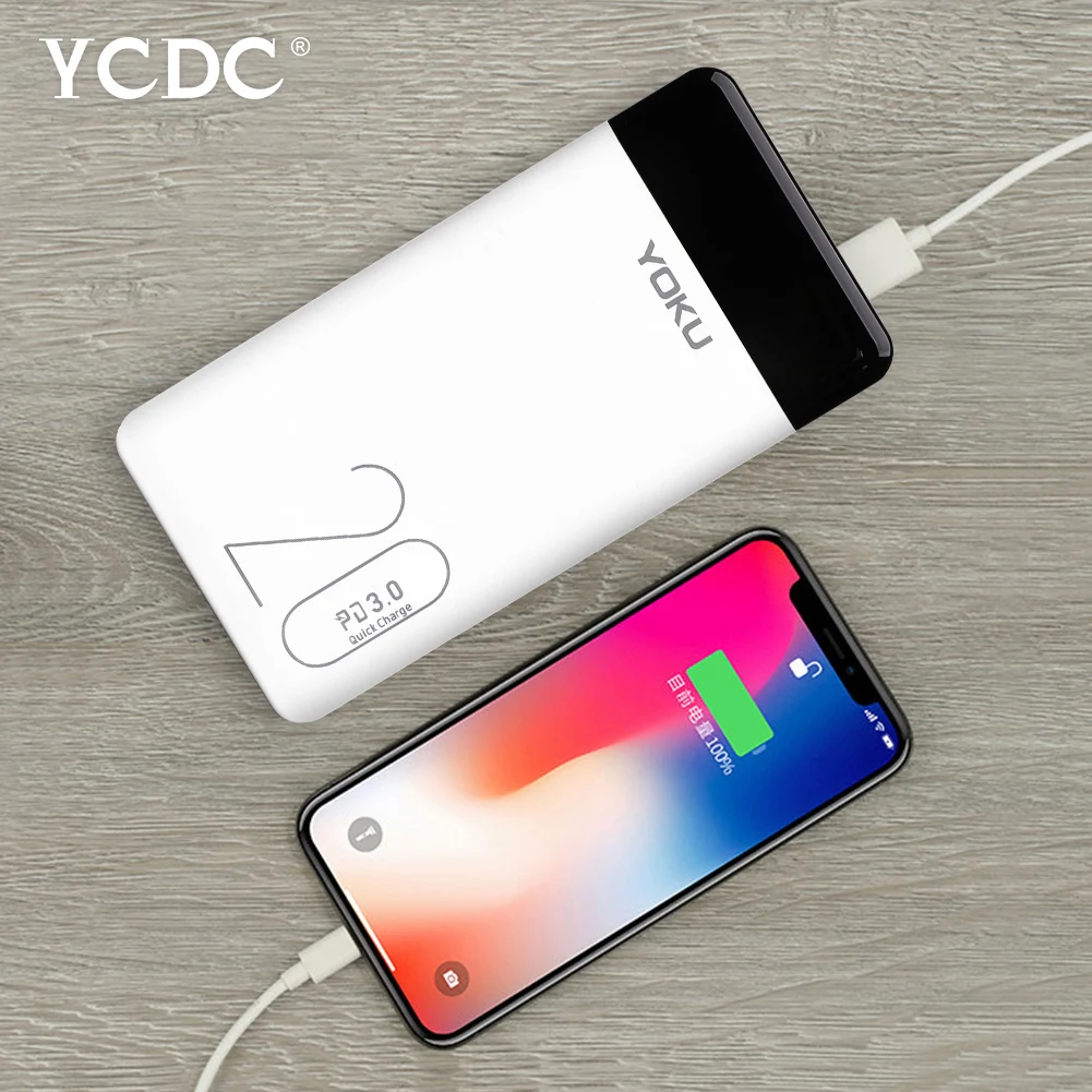 

YCDC QC 3.0+Type C PD Fast Charging External Battery Original Power Bank 20000mAh 10000mAh with Dual USB Output for Phone