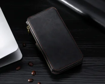 

Detachable Adsorption TPU Business Wallet Multifunctional Zipper Wallet Leather Wallet Cover Flip phone Case for iPhone XR