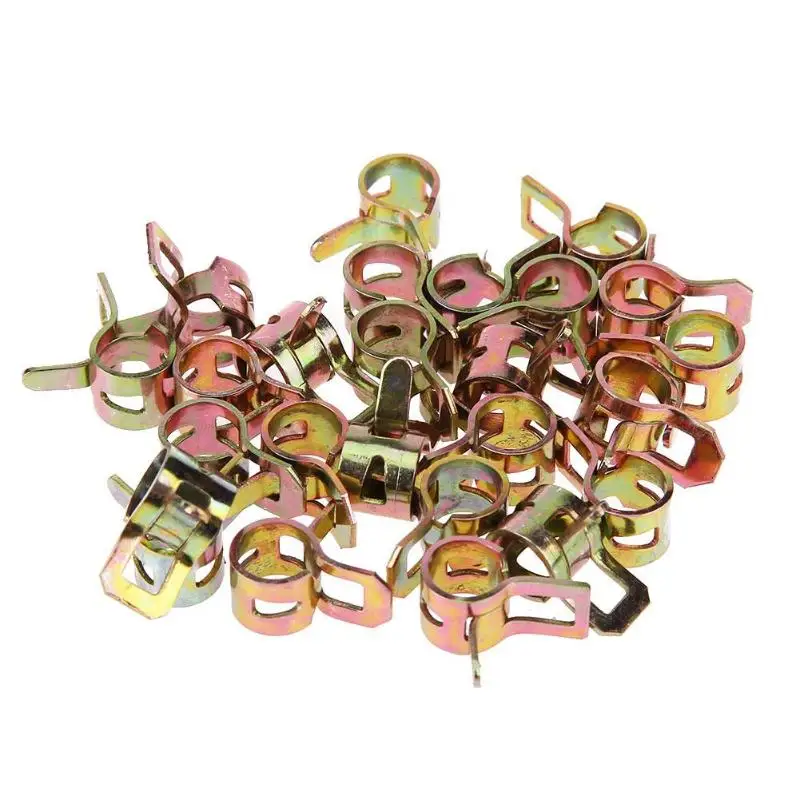 Universal 25pcs 1/4in Metal Fuel Line Spring Action Clamps for 1/2in