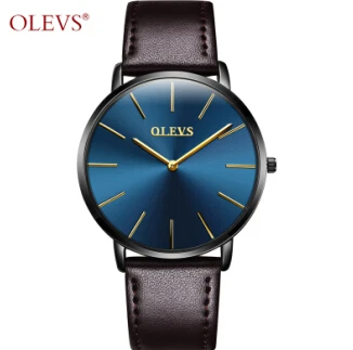 OLEVS модные парные кварцевые наручные часы Топ бренд ультра тонкие деловые часы пара кожаный ремешок водонепроницаемые часы 5868 - Цвет: 1 PCS MEN