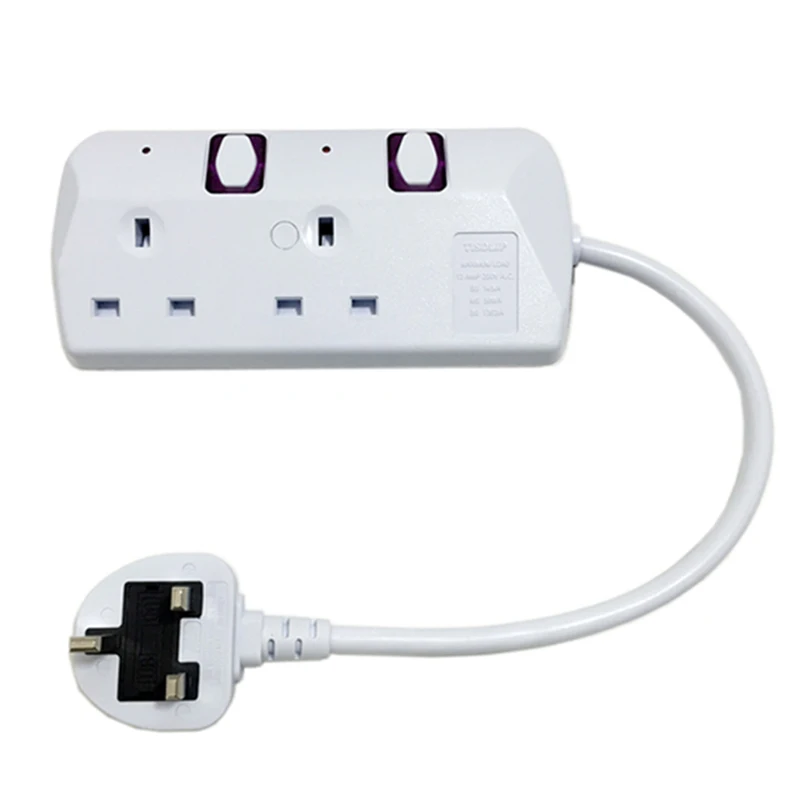 

TISDLIP Extension Lead Power Strip Socket Extension Cord Individual Switched Overload Protection,Indicator Light 3250W/13A 2m