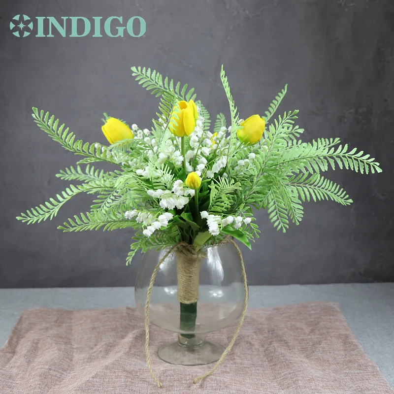 

INDIGO Exclusive Sales Nature Flower Bouquet Bride Convallaria Tulip Wedding Arrangement Artificial Flower Event Free Shipping