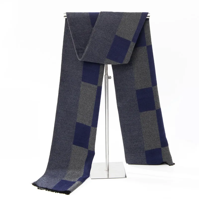 Grid Navy Blue Мужской повседневный кашемировый шарф, мужской модный шарф в клетку, 30 см* 180 см, зимний теплый Гладкий мужской шарф - Цвет: Grid Navy Blue