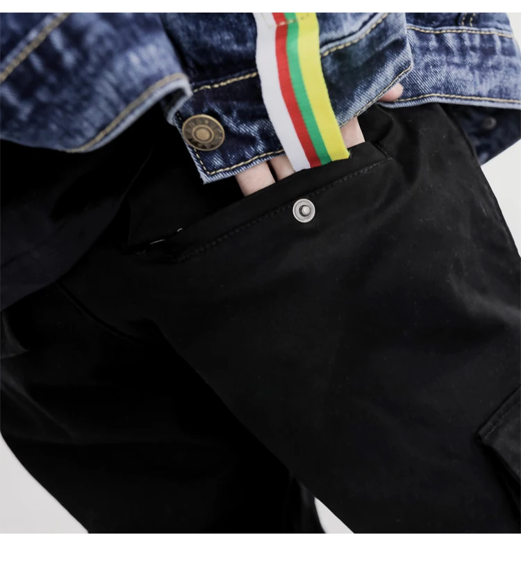 Новый черный в стиле хип-хоп панк штаны-шаровары молнии ленты корейских мужчин slim fit эластичные штаны для уличного бега перевозка брюк ABZ161
