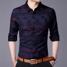 Мужская рубашка для мужчин повседневные рубашки для работы Новое поступление Мужская известная брендовая одежда Клетчатая Мужская рубашка с длинными рукавами