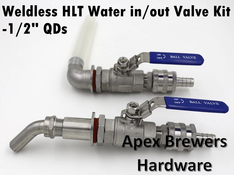 Сварочный комплект клапана HLT для воды, 1/" трубка, 1/2" набор быстрого отключения, запчасти для резервуара для горячего ликера, оборудование для пивоварения
