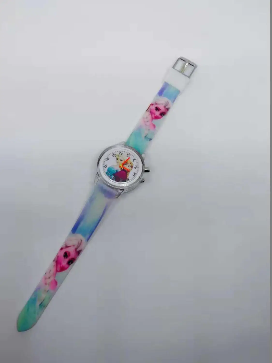 Новые детские часы с героями мультфильмов Эльза Принцесса электронный источник света дети часы девушки день рождения подарок часы - Цвет: Небесно-голубой