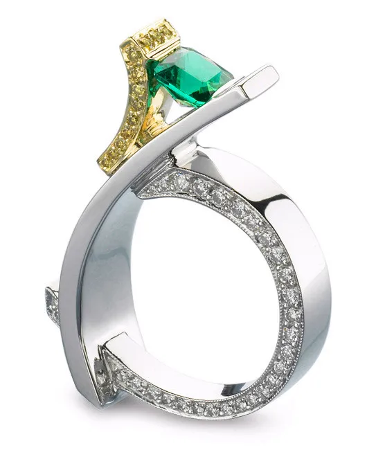 

Unique Style Female Small Green Stone Ring Luxury Silver Gold Color Engagement Ring Vintage Wedding Rings For Women