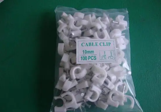 100 шт./пакет 10 мм круглые кабельные зажимы белые зажимы|nail wire clips|10mm cable clipscable clip |