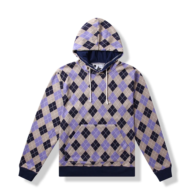 YI GUAN 2018 100% хлопок Для мужчин Повседневное Sweatershirt фиолетовый толстовки Diamond