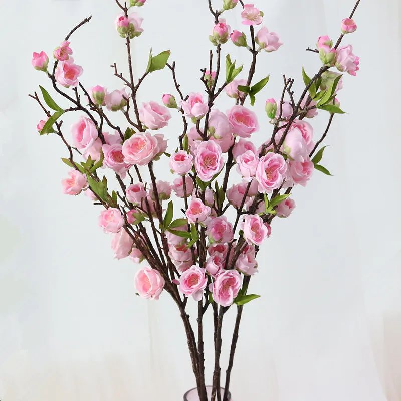 Flone Artificial Cherry Flower Simulation Peach Blossom Silk Flowers Fake Flower Branch Bouquet Wedding Home Party Decor Art (5)