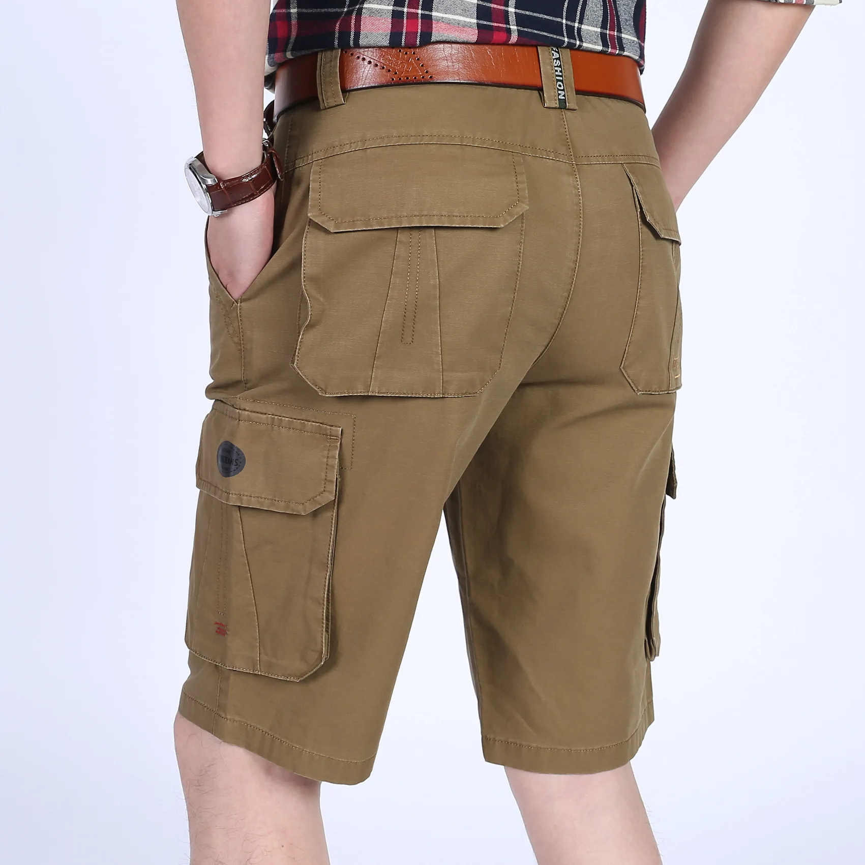 Мужские шорты из хлопка с несколькими карманами, военные шорты, мужские камуфляжные шорты Карго, брюки 4 цвета