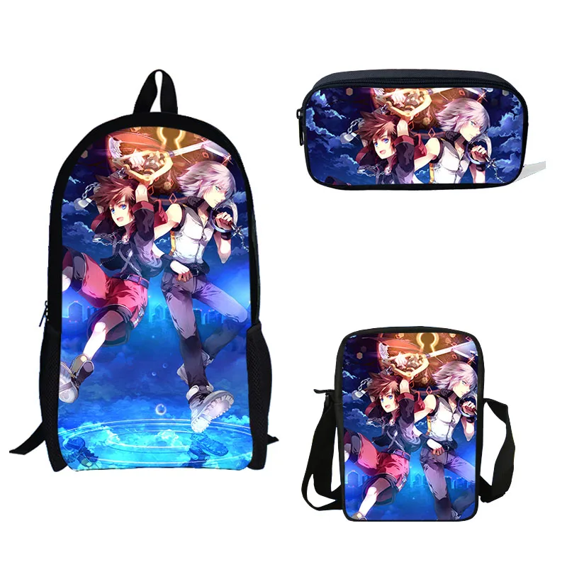 

3PS/Set School Bags Anime Keyblade Manga Print School Bookbag Bagpack for Teenage Girls Boys Laptop Backpacks