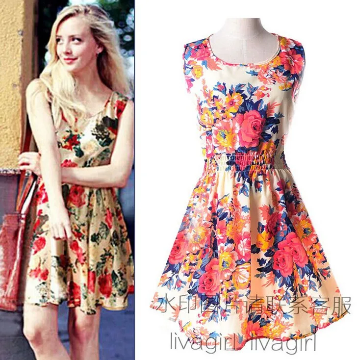 Hot Top 2016 Summer Dresses Women S Sleeveless Flower Printed Hot Top 2016 Summer Dresses Women S Sleeveless Flower Printed Vest Dress 19 Colors Size L Free Shipping Wl2204 In From Clothing