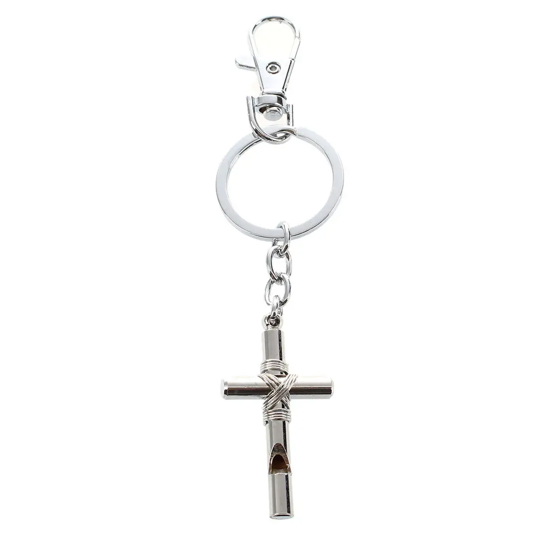 Silver Cross Pendant Keychain with Whistle Clasp-in Key Chains from ...