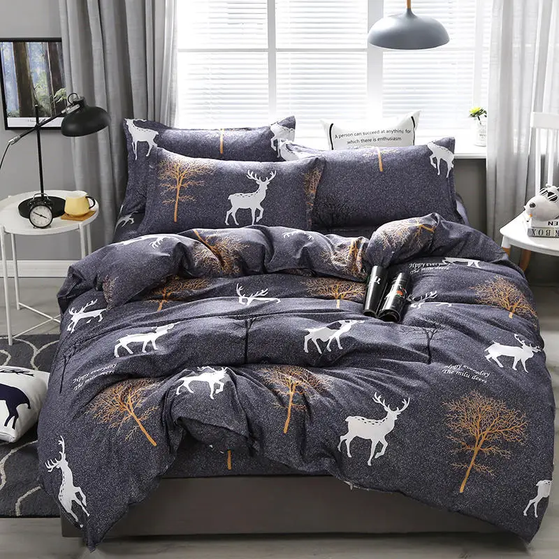 

Aloe Cotton Trees Deer Pattern Bedding Set Soft Skin-friendly Duvet Cover & Flat Bed Sheet & Pillowcase Home Textile Wholesale