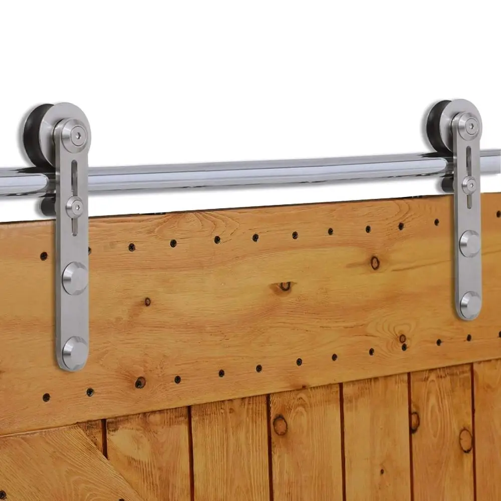 LWZH Stainless Steel Sliding Barn Door Hardware Basic Track Hardware Kit Round-Shaped with Big Roller Track Roller for Interio LWZH Stainless Steel Sliding Barn Door Hardware Basic Track Hardware Kit Round-Shaped with Big Roller Track Roller for Interio