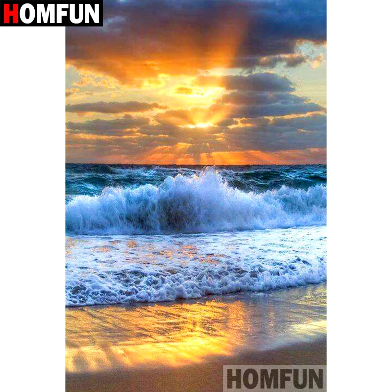 Алмазная 5D Вышивка HOMFUN A09254 картина закат океана с полными квадратными/круглыми