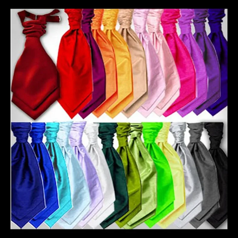 

Cheap Ties Italian Mens Cravats Neckwear Satin Solid Color Ascots Gentleman Neckties Party Pre-Tied Cravat Tie For Wedding