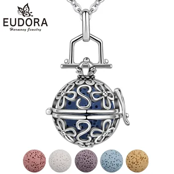 

Eudora 18 mm Flowers Round Ball Cage Ball Lava Pendant Perfume Aromatherapy Locket Diffuser Necklace For Women DIY Jewelry H060